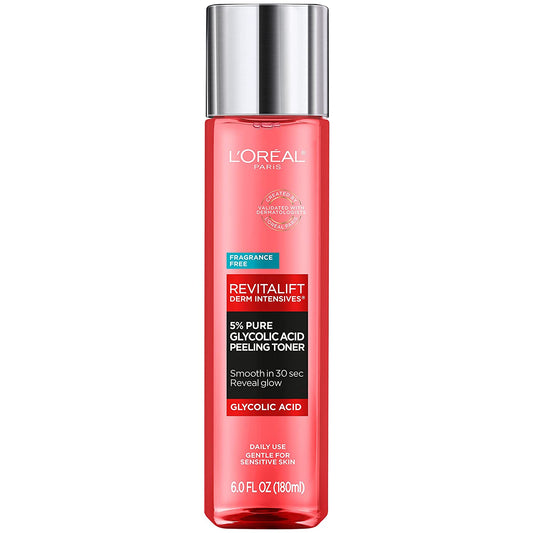 L'Oreal Paris Revitalift Derm Intensives 5% Pure Glycolic Acid Peeling Toner, 6 oz / 180 ml