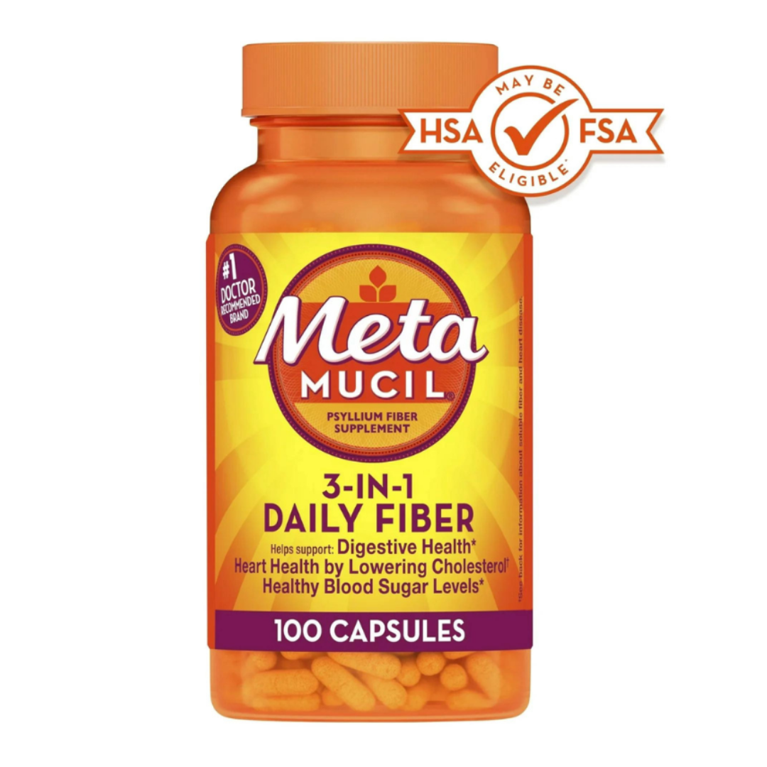 Metamucil 3-In-1, Psyllium Fiber Supplement, Multiple-Health Benefits