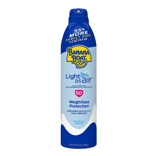 Banana Boat Light as Air Clear Sunscreen Spray SPF 50 Weightless Protection 9.5 oz/ 269g