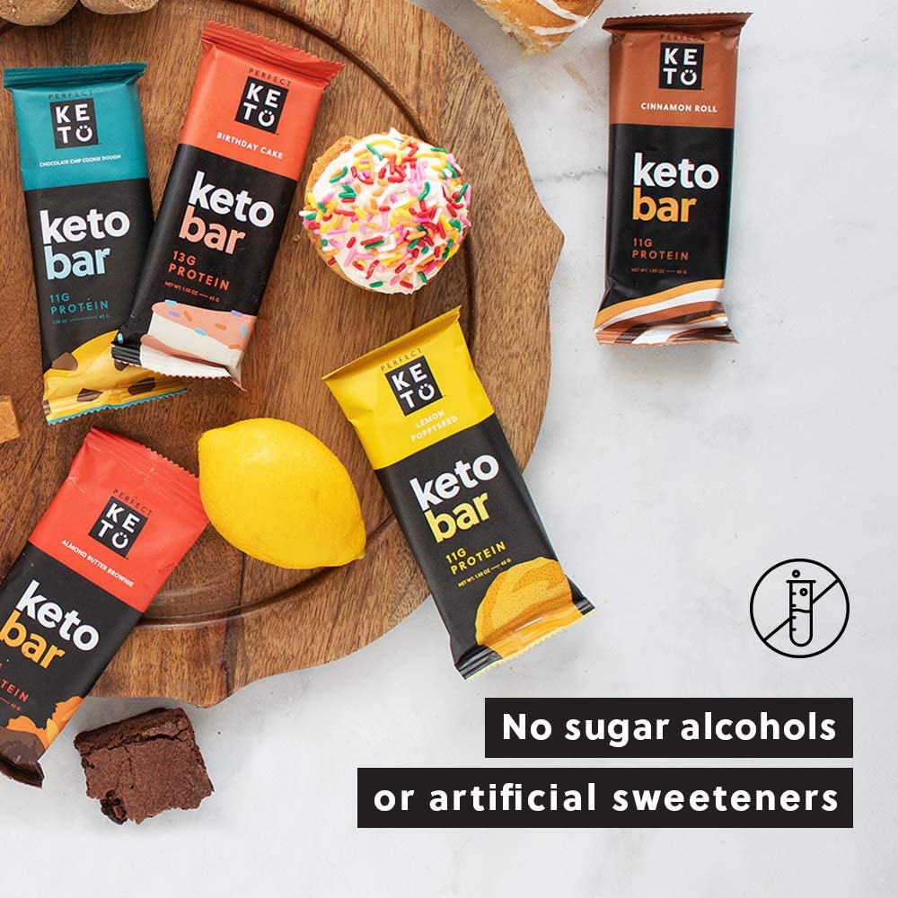 Perfect Keto Bars - Salted Caramel - 1 Bar: 3g Net Carbs, 19g Fat, 11g protein - Keto Diet Food Dessert