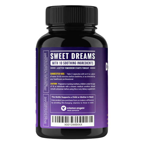NutraChamps Dreamrite Natural Sleep Aid with Valerian, Chamomile, Magnesium, Melatonin 60 Veggie Capsules