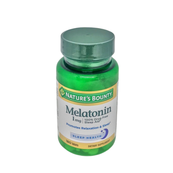 Natures Bounty Melatonin 1mg 100% Drug Free Sleep Aid (180 Tablets) Packaging May Vary