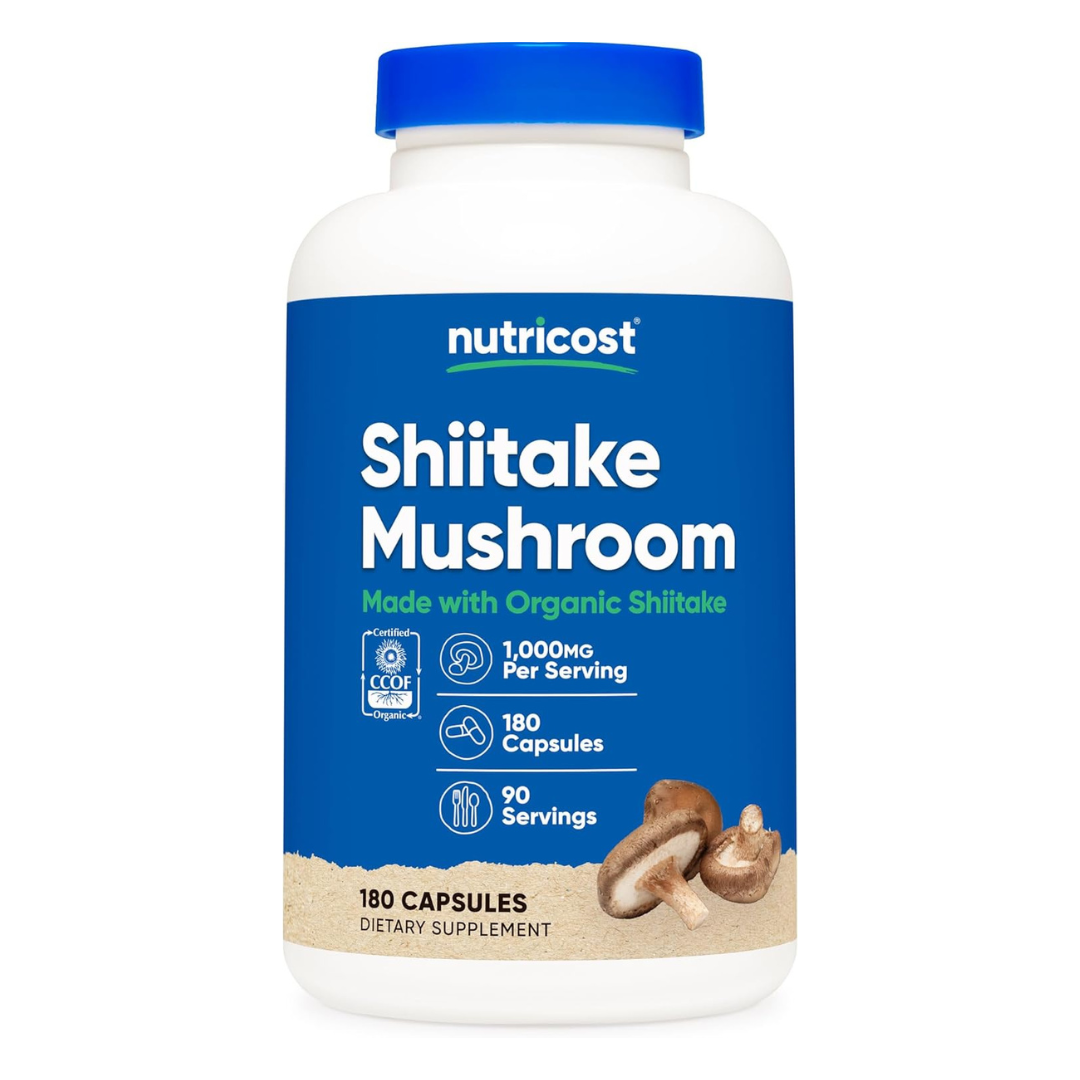 Nutricost Shiitake Mushroom 1000mg Supplement 180 Capsules