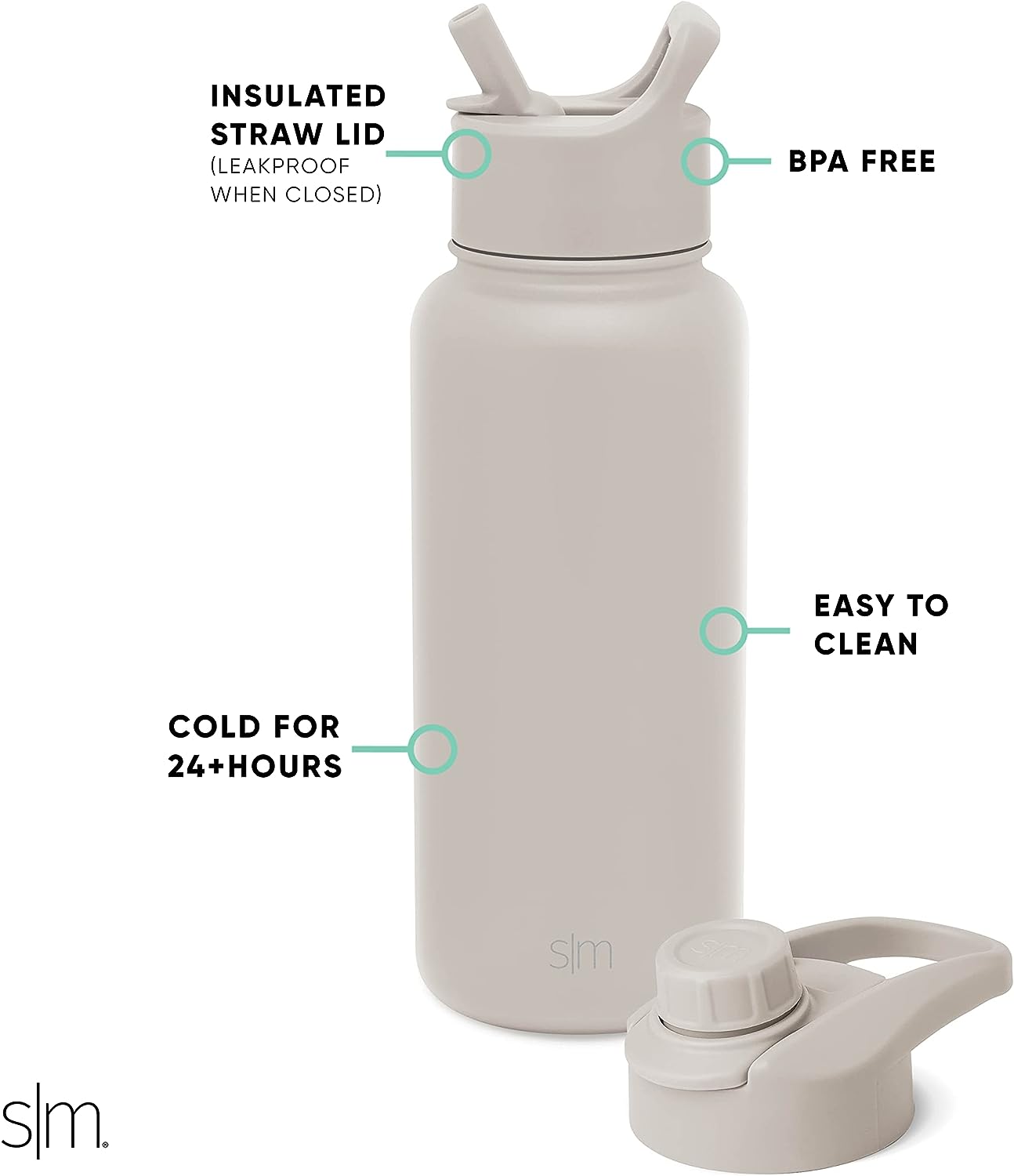 Simple Modern Summit Water Bottle with Straw & Chug Lid 32 Oz (Almond Birch)