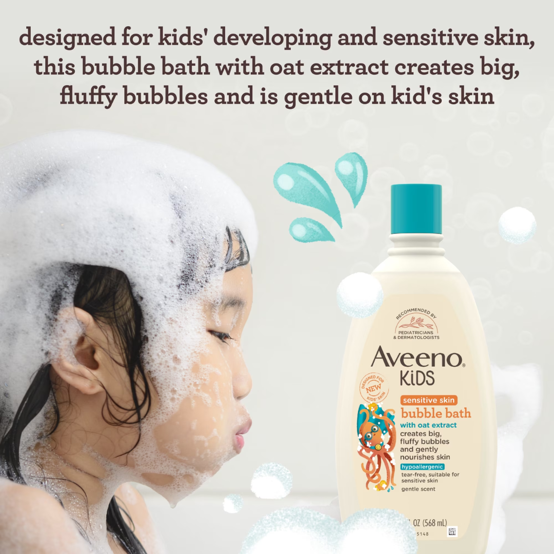 Aveeno Kids Bubble Bath for Sensitive Skin, 19.2 oz / 568 ml