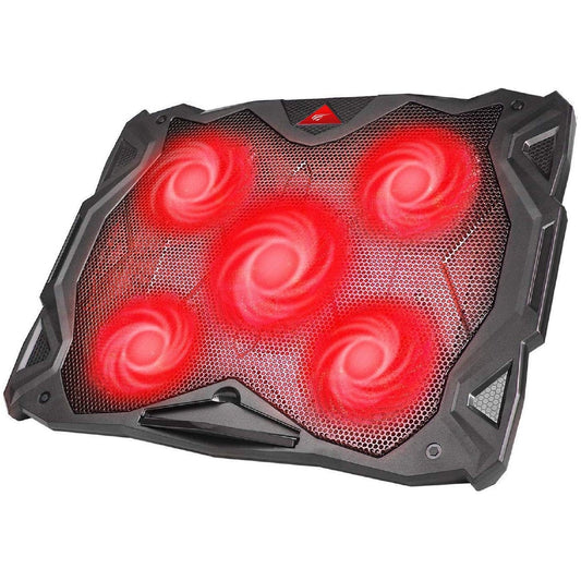 HAVIT 5 Fans Laptop Cooling Pad 14-17 Inch w LED Light, Two USB 2.0 Ports, Adjustable Stand (Black)