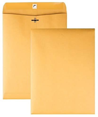 Quality Park 9" x 12" Clasp Envelopes Brown Kraft with Deeply Gummed Flaps, 37890 (RUSTY CLASPS)