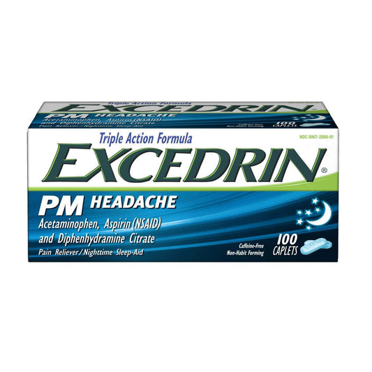 Excedrin PM Headache Diphenhydramine Citrate Pain Reliever / Nighttime Sleep-Aid (100 Caplets)