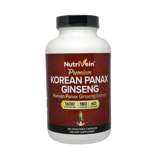 Nutrivein Premium Korean Panax Ginseng 1600 mg per Serving 180 Vegetable Capsules