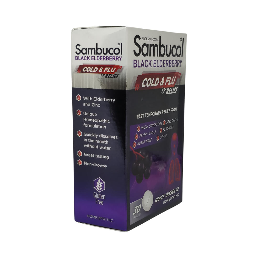 Sambucol Black Elderberry Cold & Flu Relief, 30 Tablets