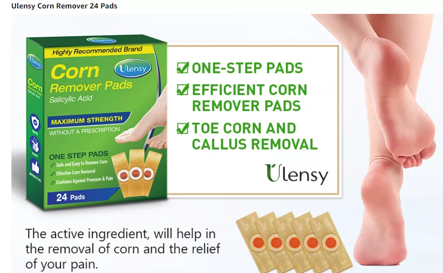 Ulensy Corn Remover Pads Salicylic Acid Maximum Strength 24 Pads