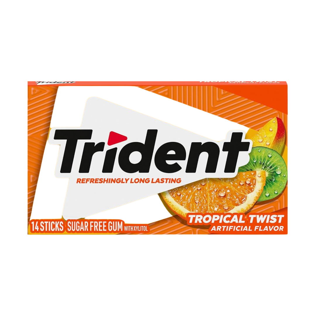 Trident Refreshingly Long Lasting Sugar-Free Gum 14 Sticks Each, 12 Packets