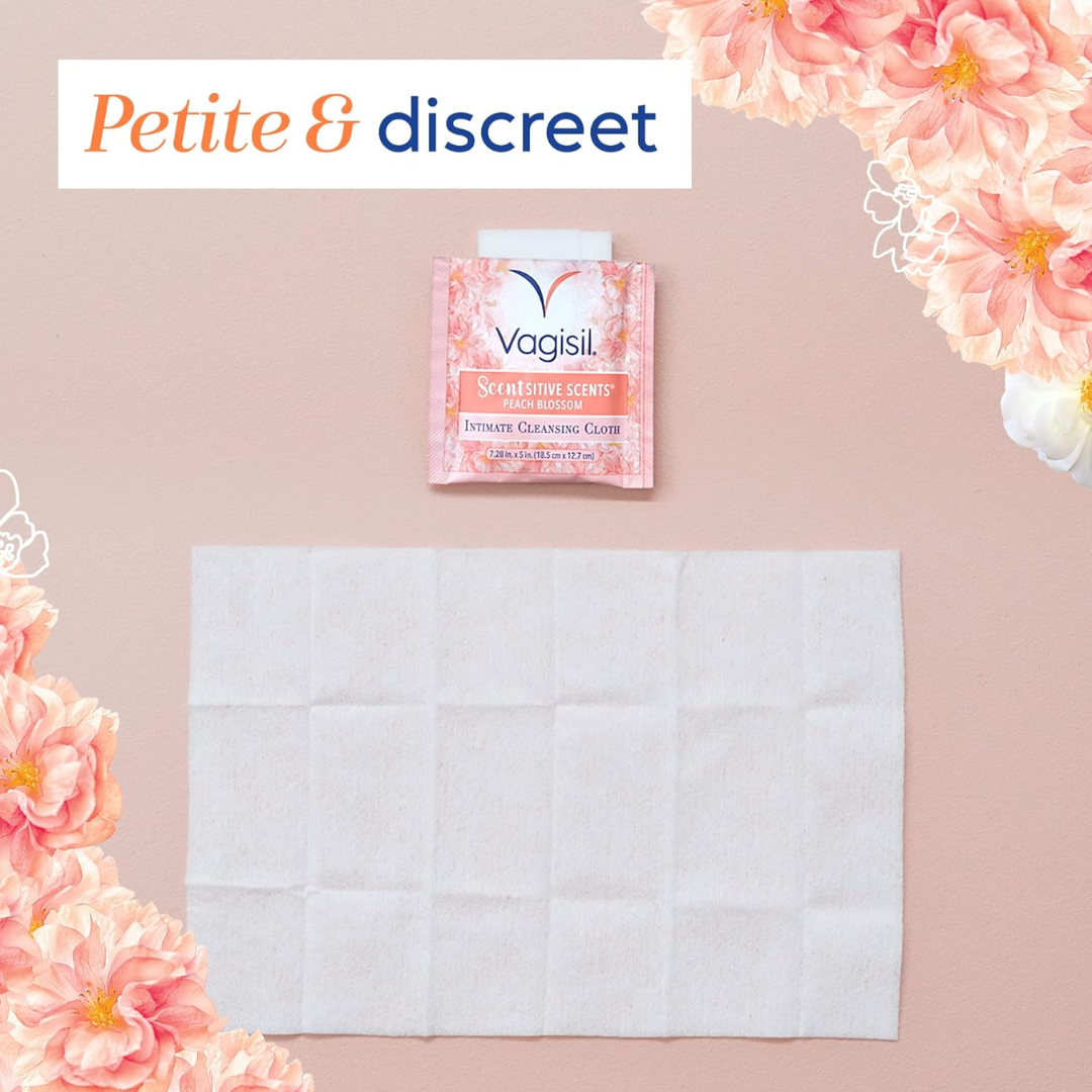 Vagisil Scentsitive Scents Peach Blossom, 16 Wipes