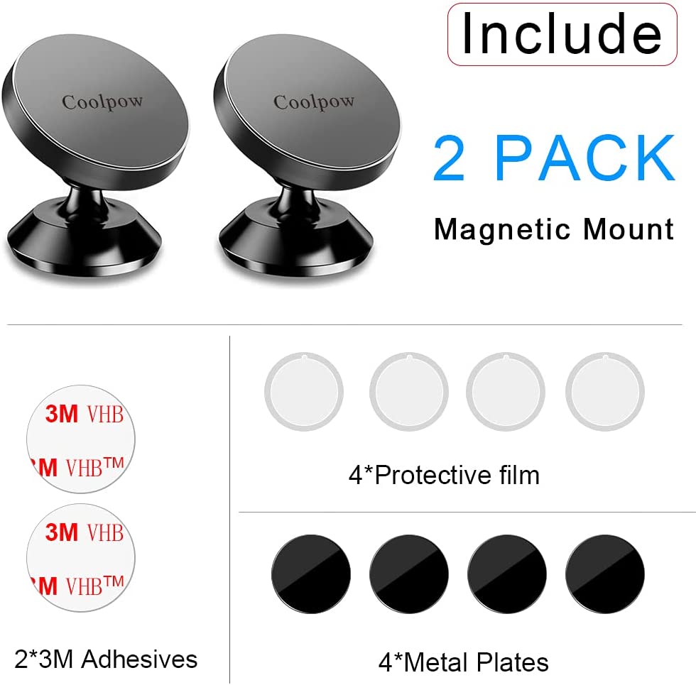 Coolpow Magnetic Car Phone Mount 2 Pack