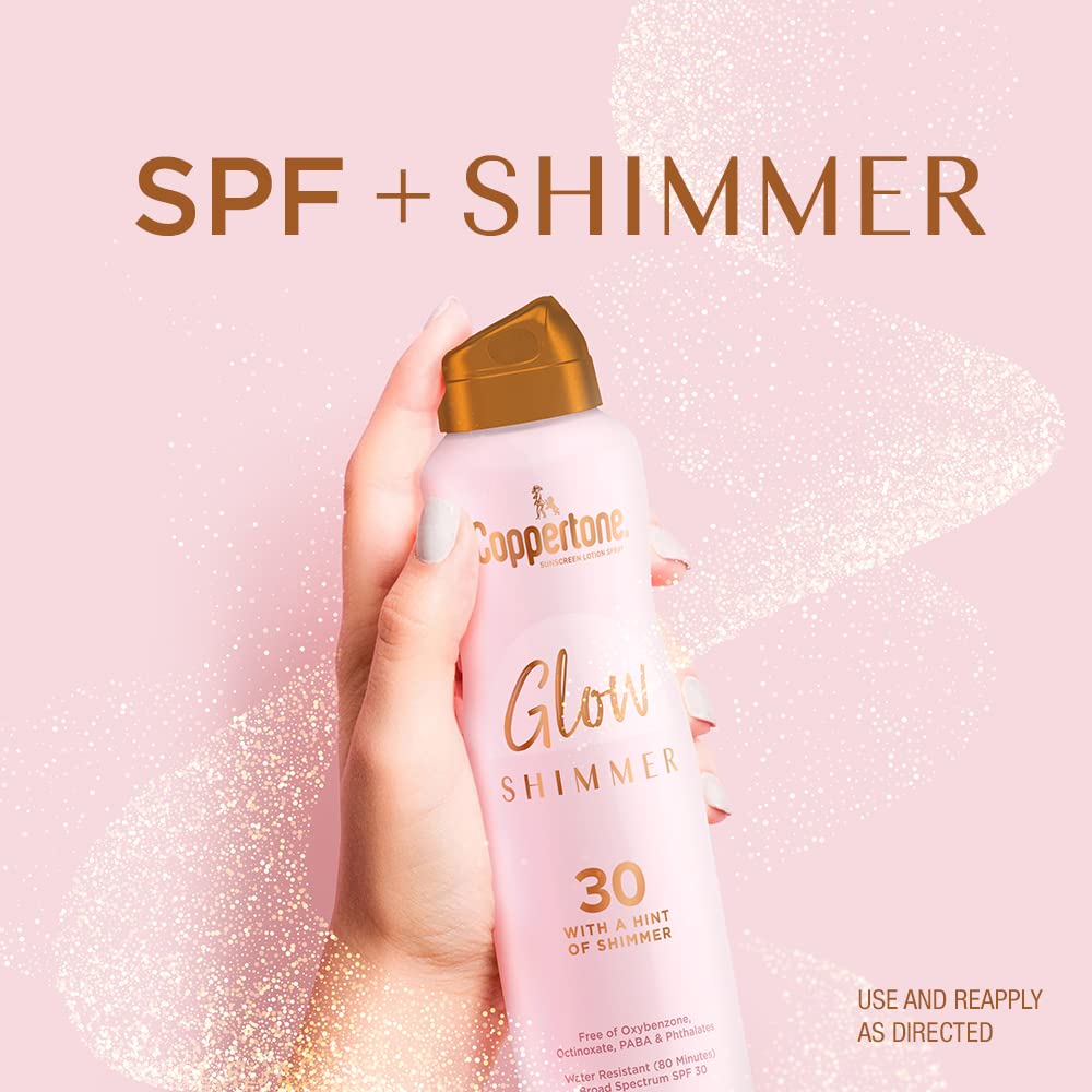 Coppertone Glow With Shimmer Sunscreen Spray Broad Spectrum SPF 30, 142 g /  5 oz