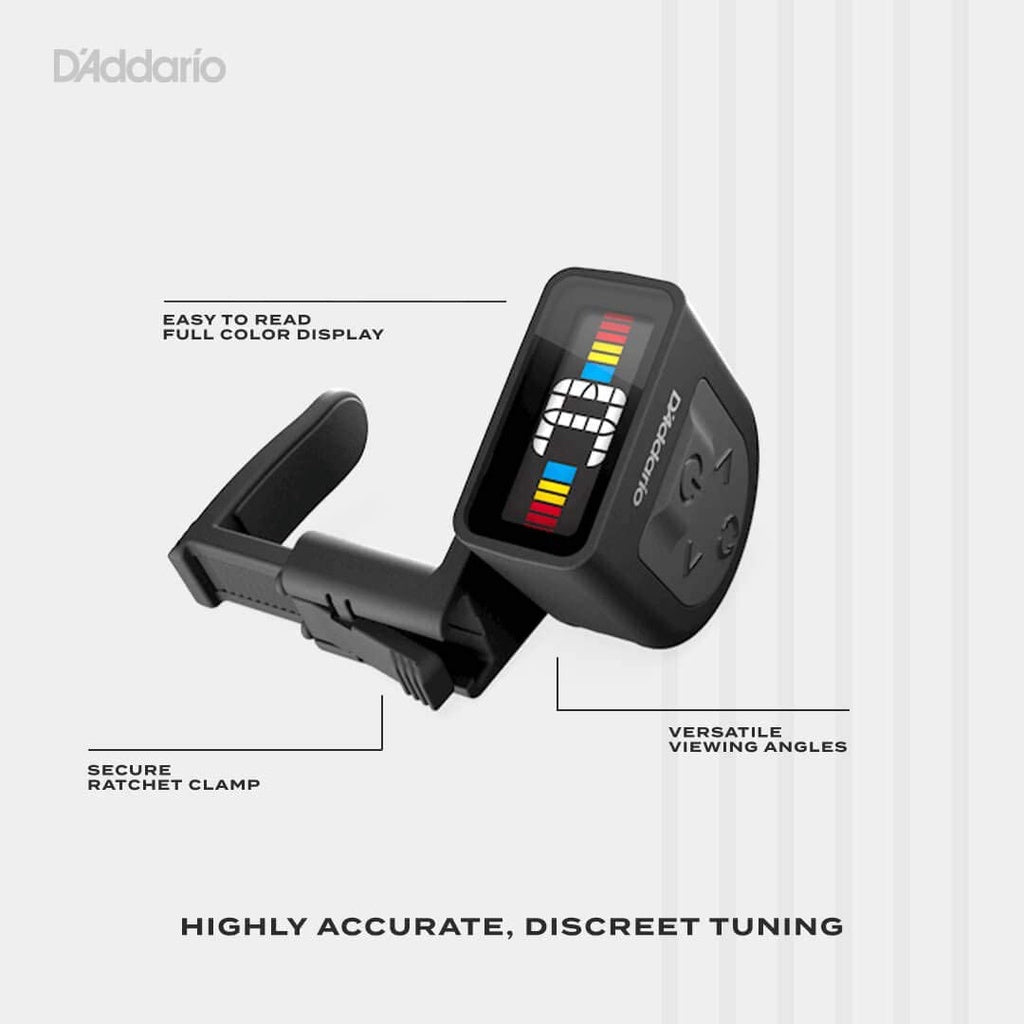 D'Addario Black Micro Guitar Headstock Tuner, Clip On (PW-CT-12)