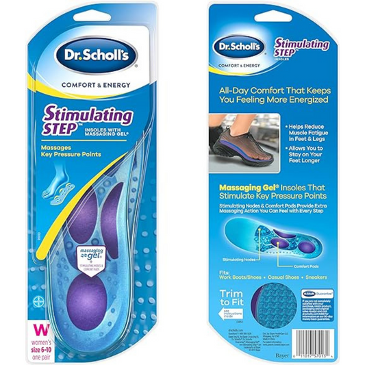 Dr. Scholl’s Stimulating Step Insoles with Massaging Gel + Nodes & Comfort Pads -  Women's Size 6-10 (1 Pair)