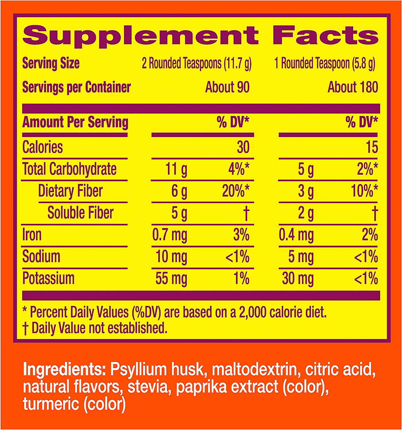 Metamucil Psyllium Fiber Powder Supplemet Premium Blend With Stevia Orange Flavor - 1.05kg