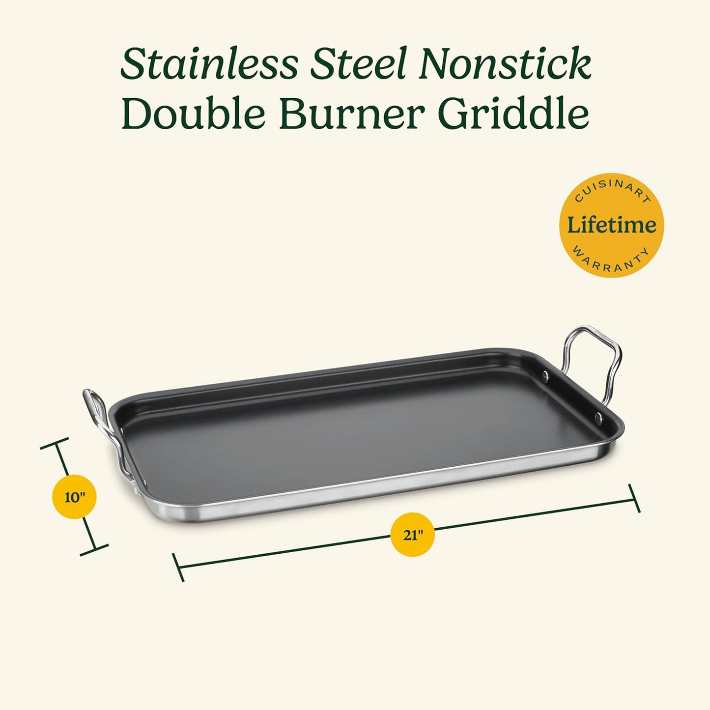 Cuisinart Griddle Skillet Nonstick Double Burner 10x18-Inch MCP45-25NSP1, 1 Piece
