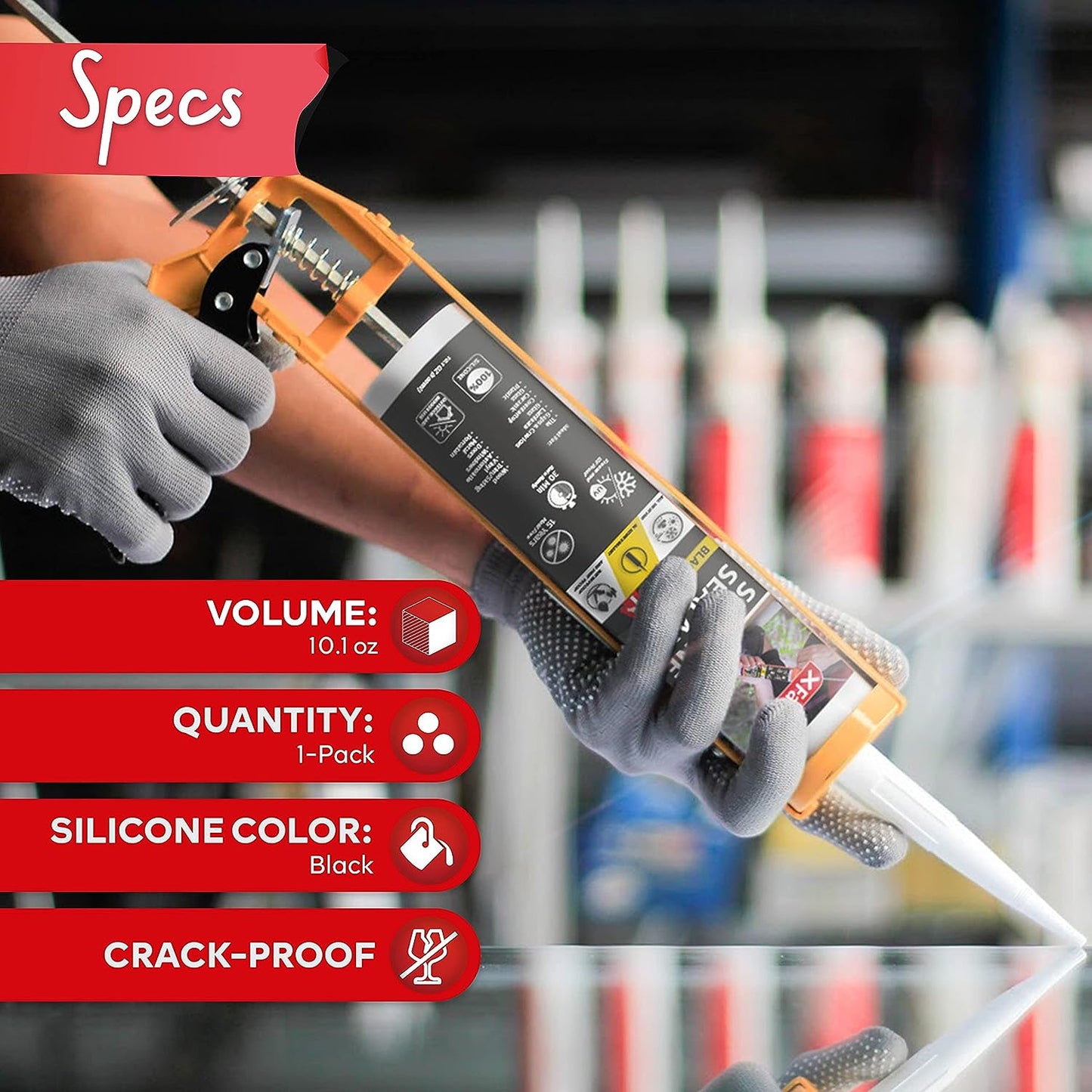 XFasten Silicone Sealant Black 1 Pack Waterproof 10.1 oz (300ml)