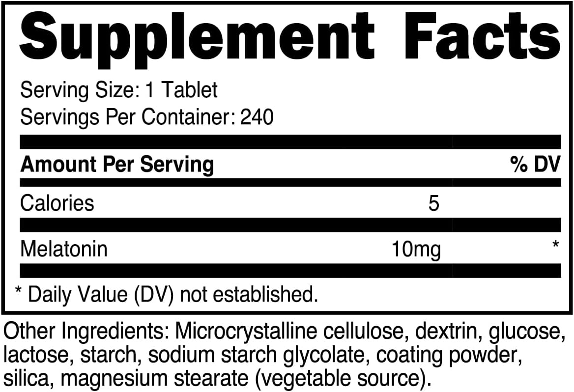 Nutricost Melatonin 10mg Supports Sleep Supplement 240 Tablets
