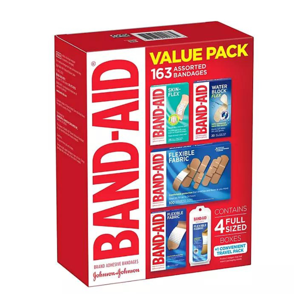 Band-Aid Brand Adhesive Bandages Value Pack (163 Assorted Bandages)