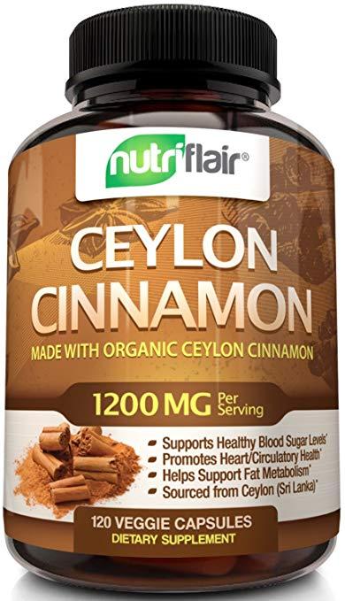 NutriFlair Ceylon Cinnamon 1200mg per Serving - 120 Vegetable Capsules