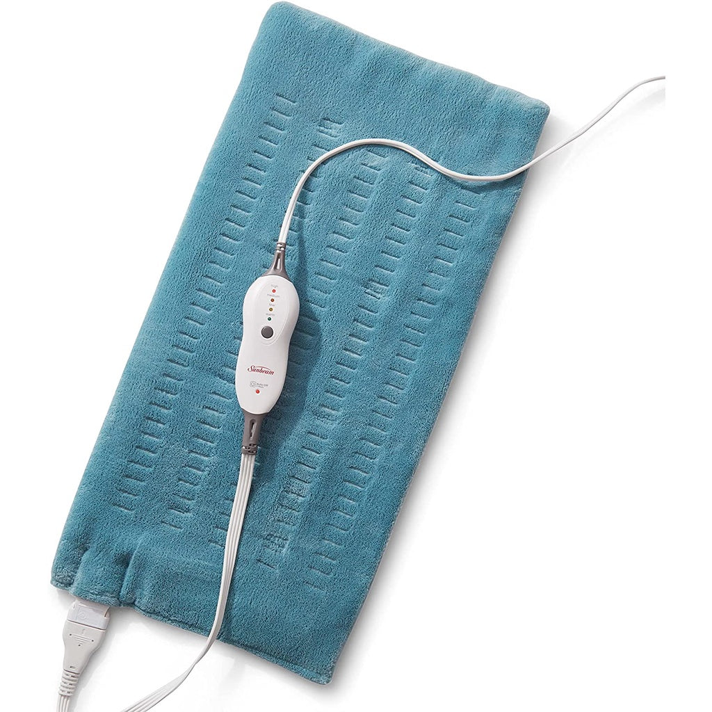 Sunbeam Heating Pad for Relief King Size 12" x 24" (30.5 zm x 61.0 cm) 4 Heat Settings with 2 Hour Auto-Off, Teal