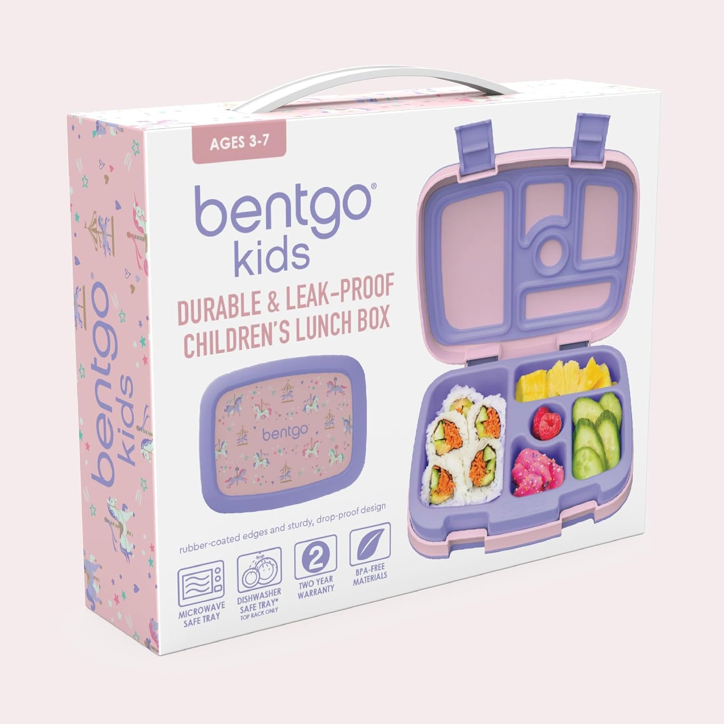 Bentgo Kids Prints Leak-Proof, 5-Compartment Bento-Style Kids Lunch Box (Carousel Unicorns)