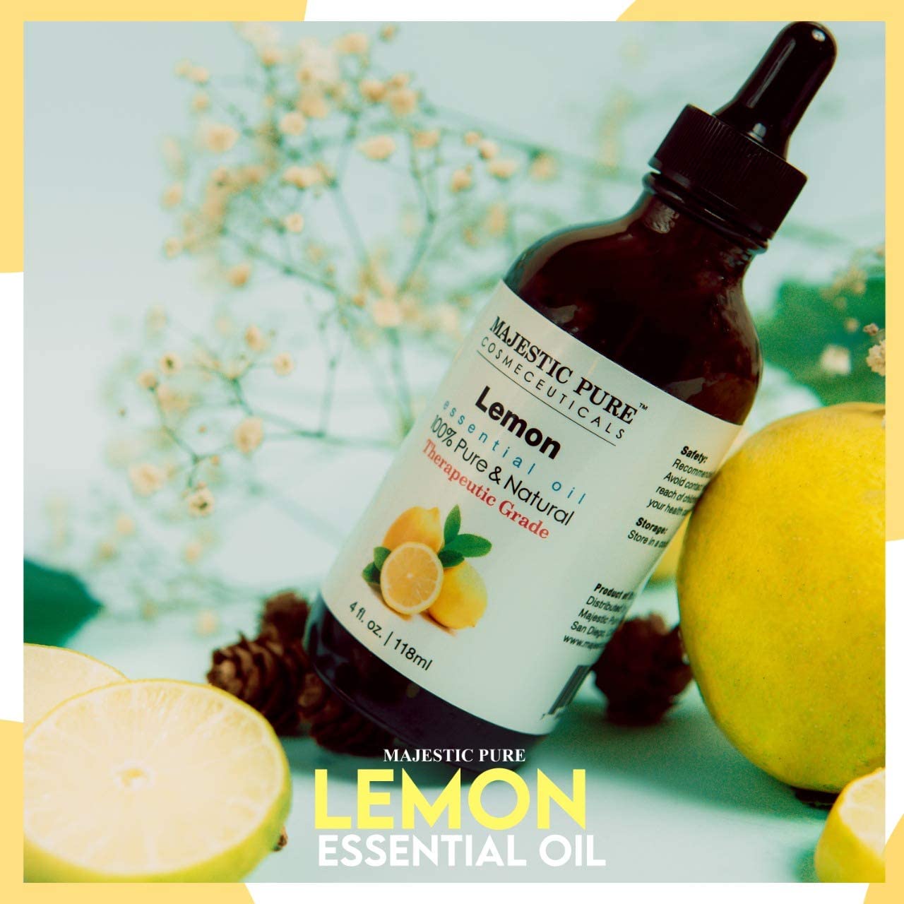 Majestic Pure Lemon Essential Oil for Aromatherapy 4 oz