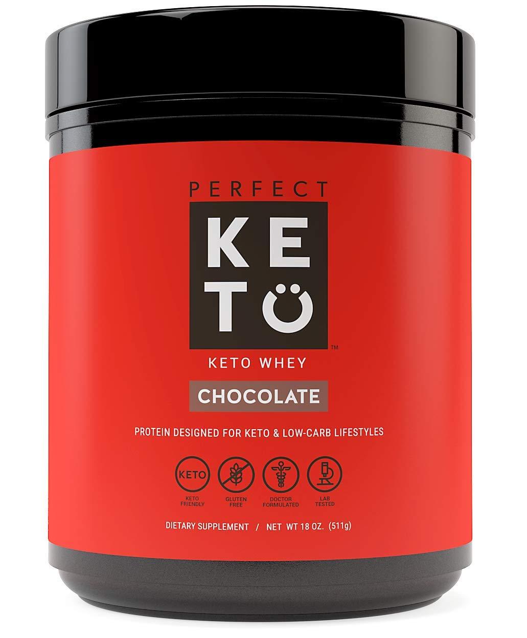 Perfect Keto Pure Whey Protein Powder Isolate, Low Carb (Chocolate) 511g