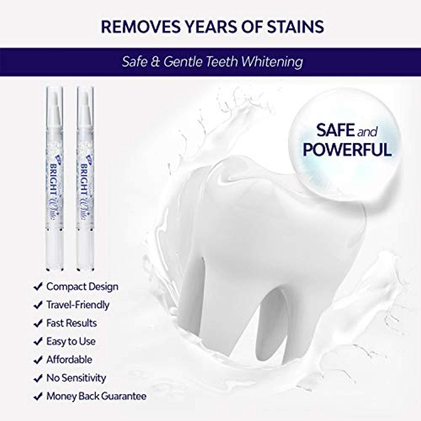 AsaVea Teeth Whitening Pen (2 Pack), 20 Uses, Effective, Painless, No Sensitivity, Travel Friendly, Easy To Use, Beautiful White Smile, Natural