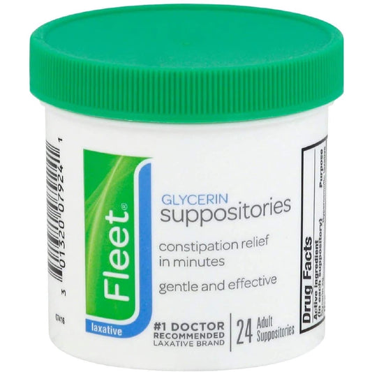 Fleet Laxative Glycerin Suppositories for Adult Constipation, 24 Count