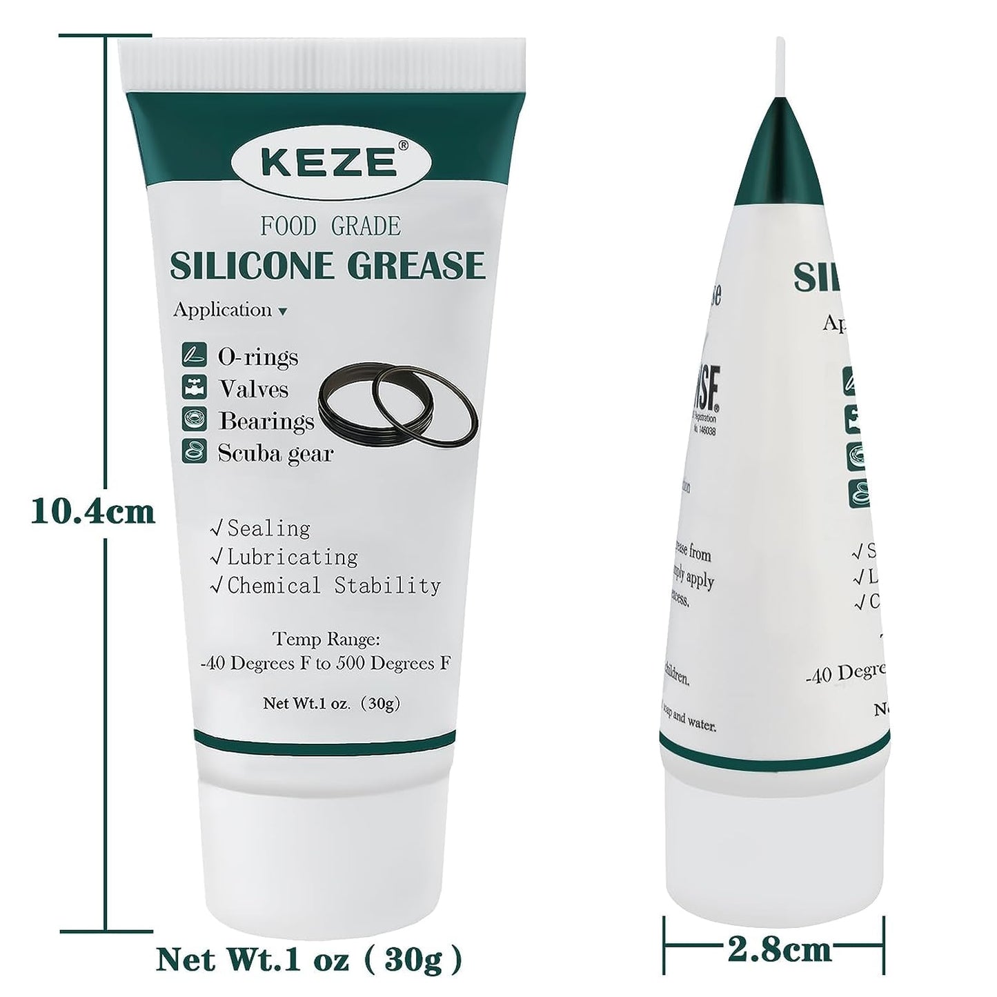 Keze Food Grade And Muli Purpose Silicone Grease With Brush, 1oz / 30g