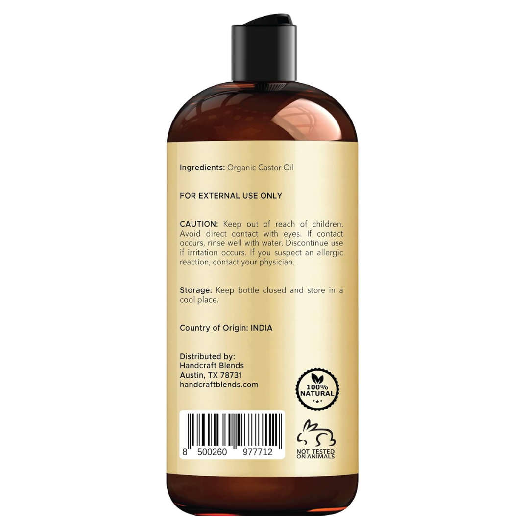 Handcraft Blends Organic Castor Oil USDA Organic 100% Pure & Natural 16 fl. oz. (473mL)