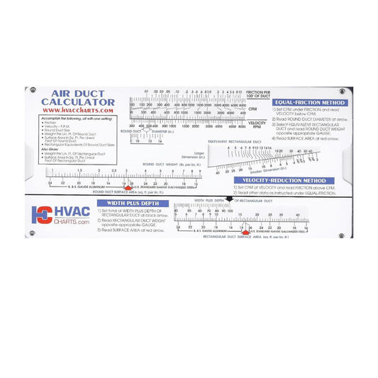 HVAC CHARTS Air Duct Sizing Calculator, 1 Count