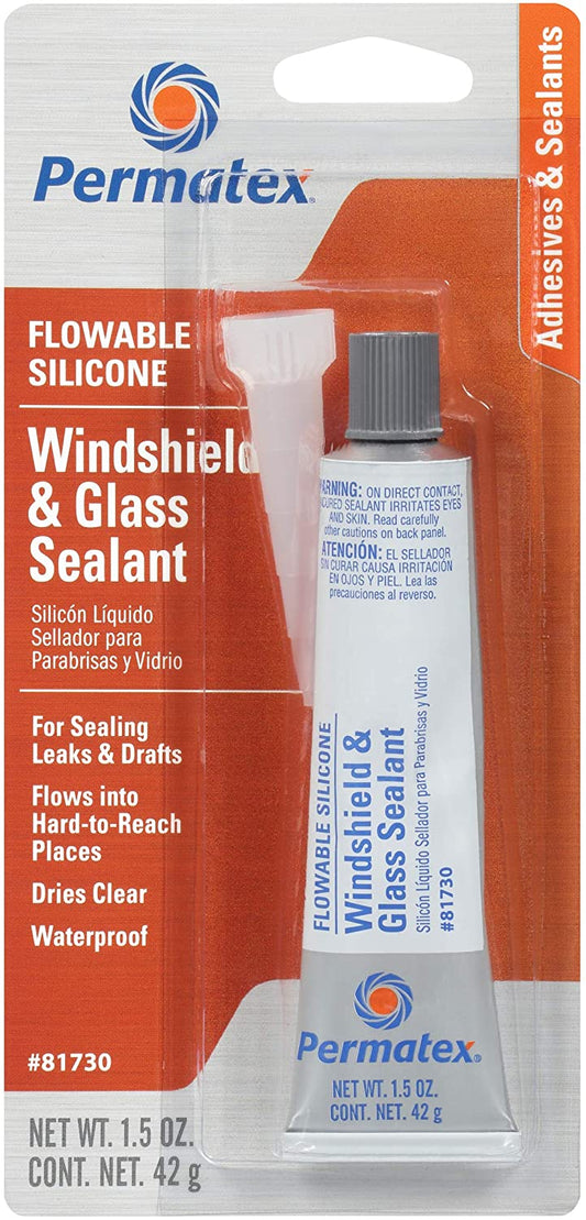 Permatex 81730 Flowable Silicone Windshield and Glass Sealer, 1.5 oz