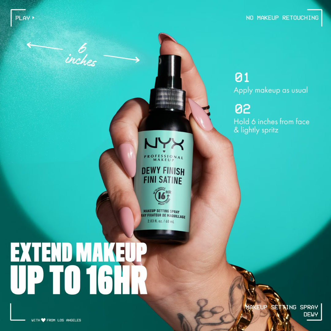 NYX MSS02 Dewy Finish Makeup Setting Spray, 2.03 oz / 60 ml