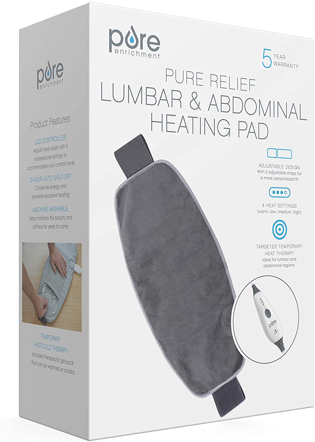 Pure Enrichment Pure Relief Abdominal & Lumbar Heating Pad (PELUMBAR-G)