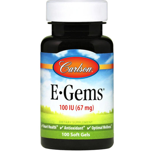 Carlson Vitamin E E-Gems 100 IU 100 Soft Gels Heart Health & Optimal Wellness