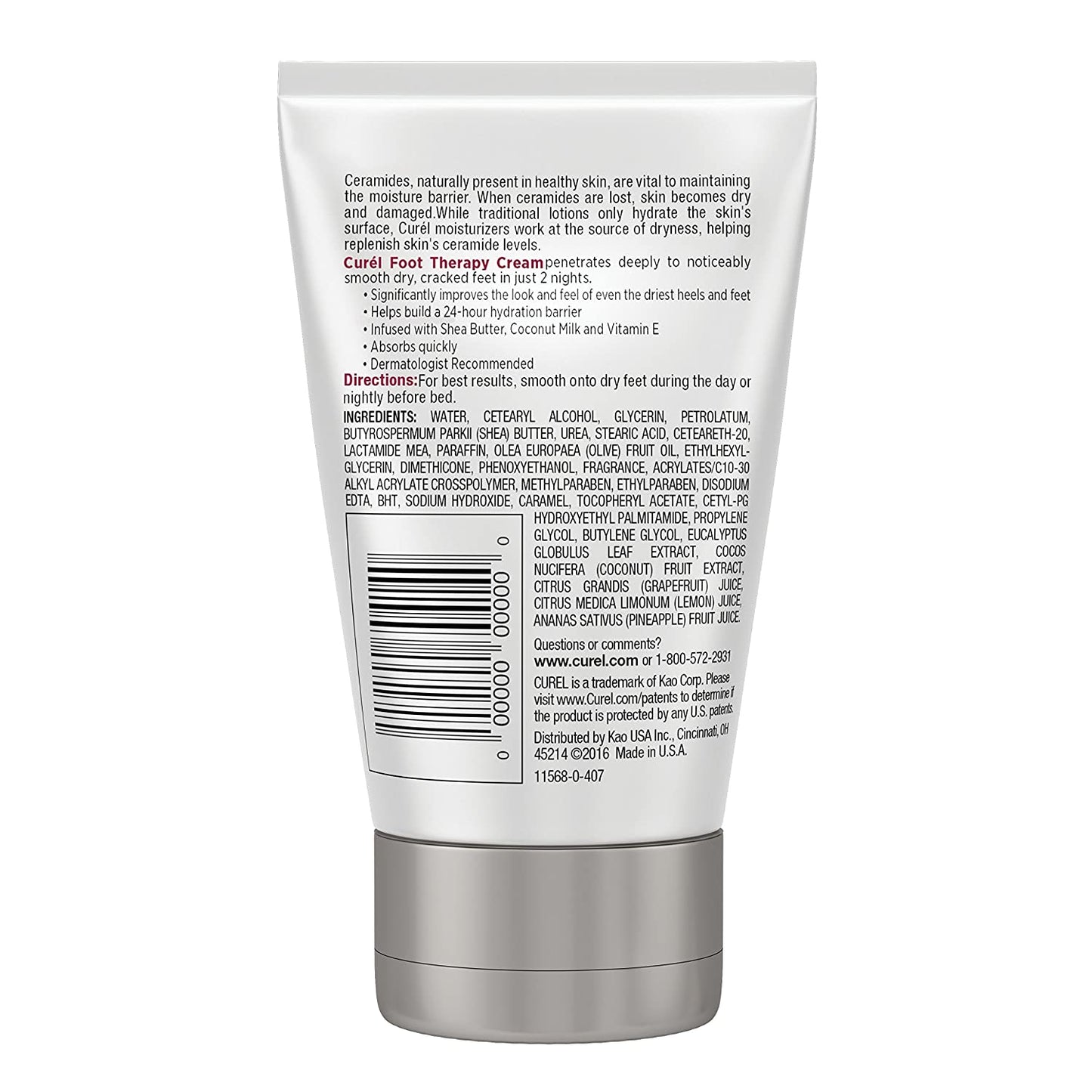 Curel Foot Therapy Soothing Cream For Dry, Cracked Feet, 3.5 fl.oz / 103ml