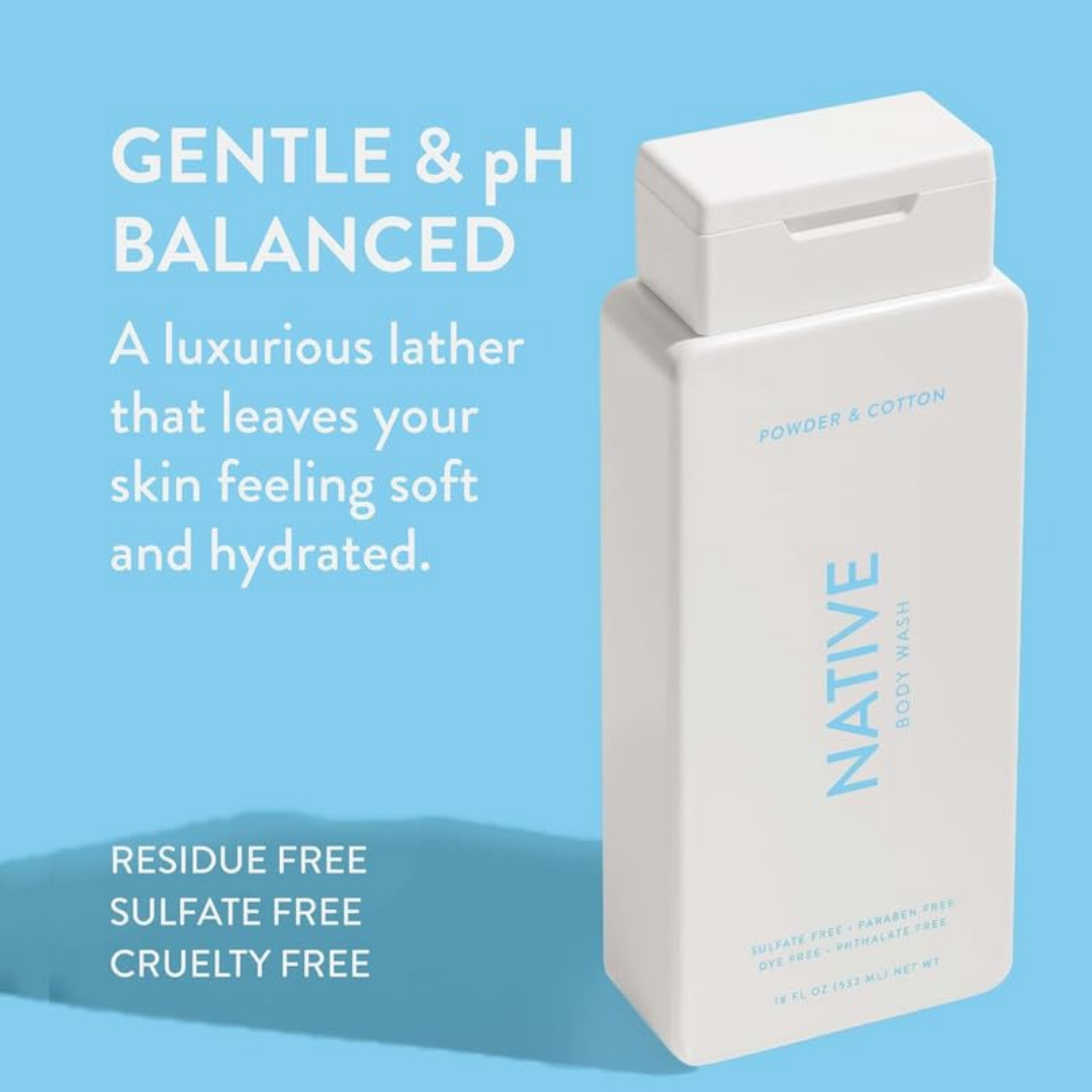 Native Body Wash Powder & Cotton 18 fl. oz. (532 mL)