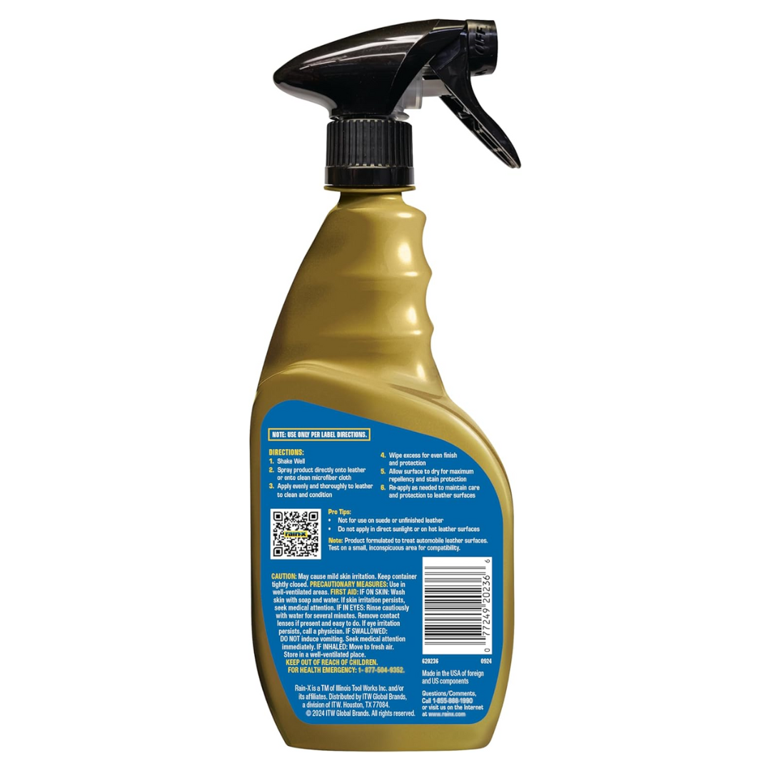 Rain-X Pro Leather Cleaner, Conditioner & Repellent Spray for Car, 16 oz / 473 ml