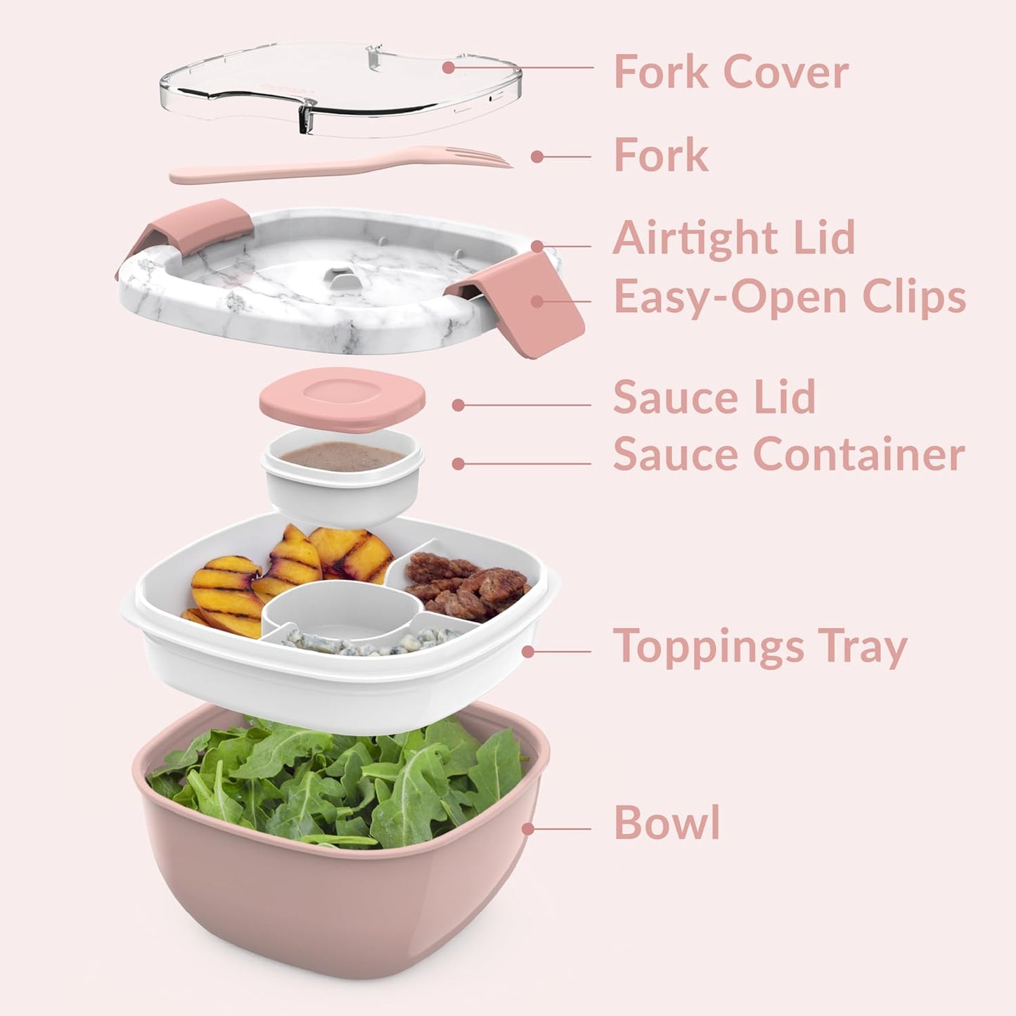 Bentgo All-in-One Salad Container (Blush Marble)
