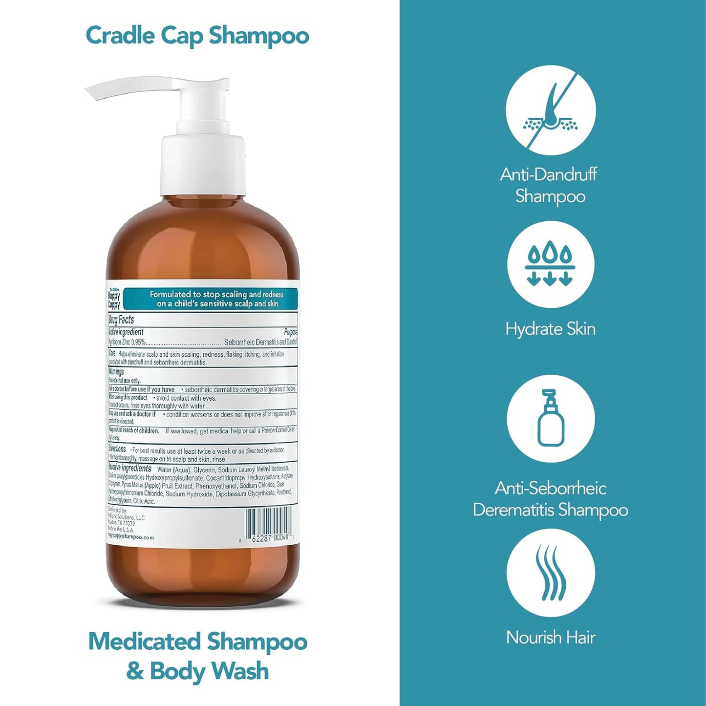 Happy Cappy Medicated Shampoo & Body Wash 8 fl oz / 237ml