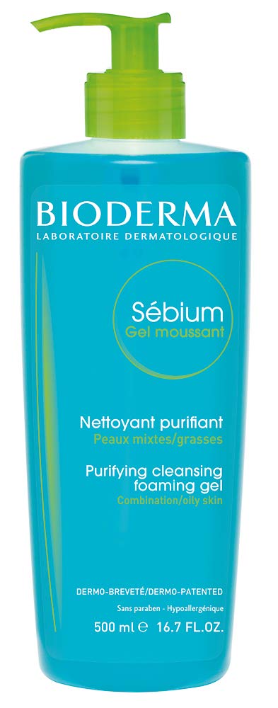 Bioderma Sebium Purifying Cleansing Foaming Gel Facial Cleanser for Combination to Oily Skin, 500 ml