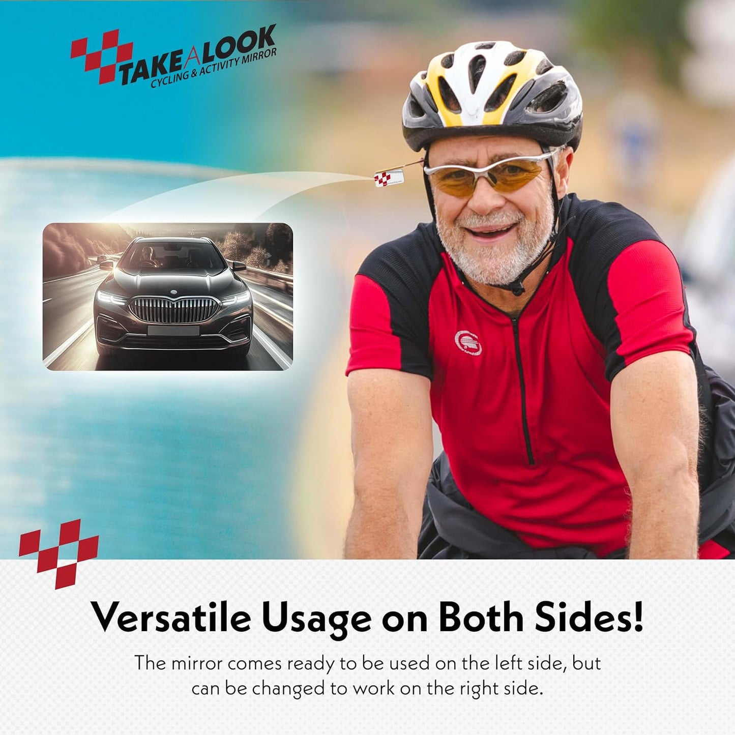 Take A Look Activity Mirror for Sunglasses or Bike Helmet Visors Rear View (Compact)