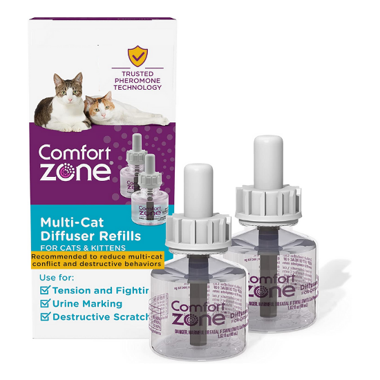 Comfort Zone Multi-Cat Calming Diffuser Refills, 2 Pack (1.62 oz / 48 ml)