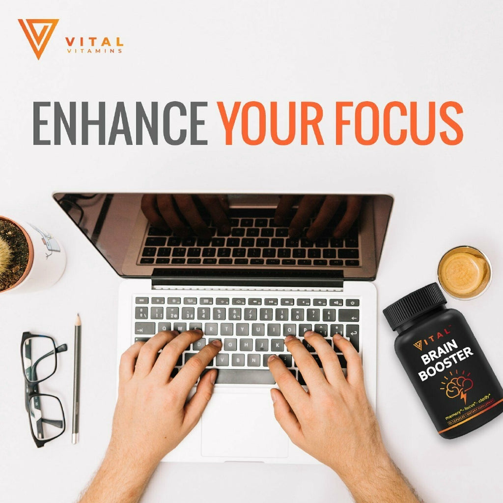 Vital Brain Booster Supplement, Enhance Focus, 30 Capsules (Packaging may vary)