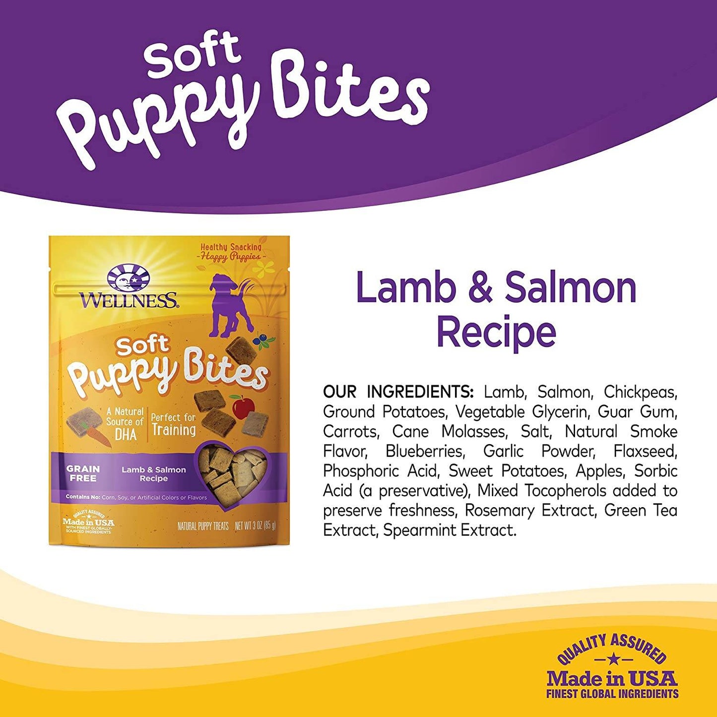 Wellness Soft Puppy Bites, Lamb and Salmon Recipe, 3oz. / 85g PACKAGING MAY VARY